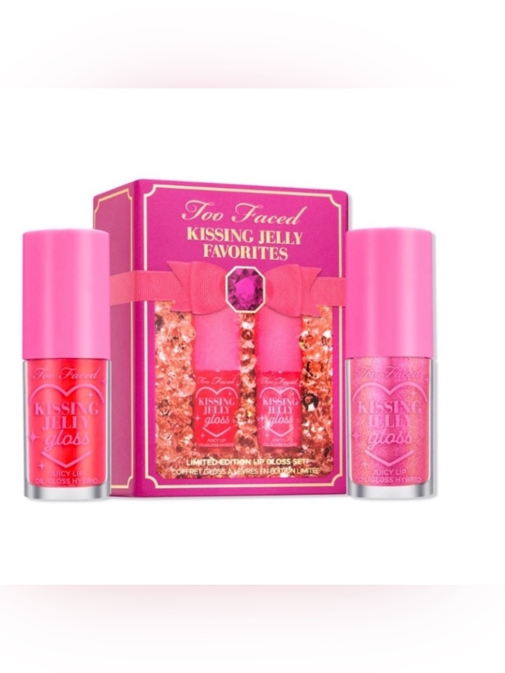 Too Faced Kissing Jelly Favorites Lip Oil Gloss Duo- Sour Watermelon & Bubblegum